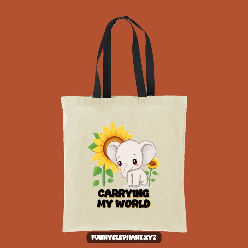 Funny Elephant Sunflower Tote Bag: Carry Your Curiosity