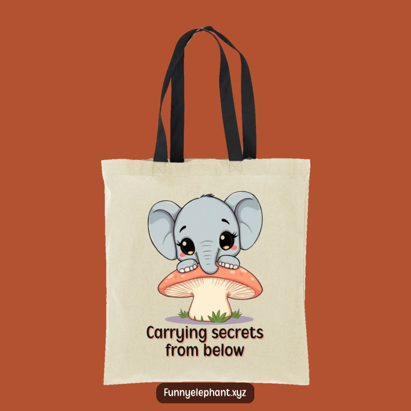 Funny Elephant Mushroom Tote Bag: Curious Peek Design, Eco-Friendly & Stylish