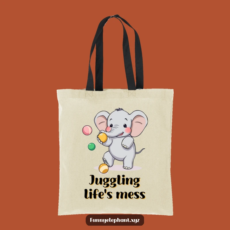 Funny Clumsy Elephant Juggling Tote Bag - Humorous Tripping Bag Gift