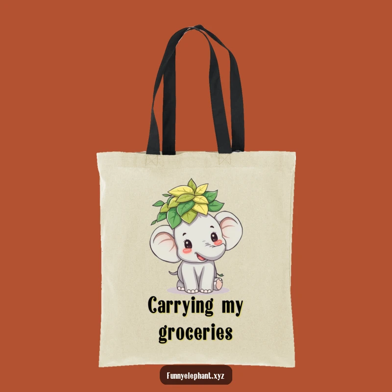 Funny Elephant Leaf Stack Tote Bag: Carry Your Balance