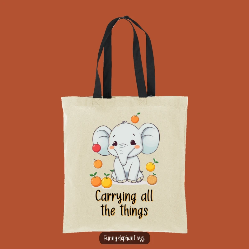 Funny Juggling Elephant Tote Bag - Carry Your Fruits with Fun